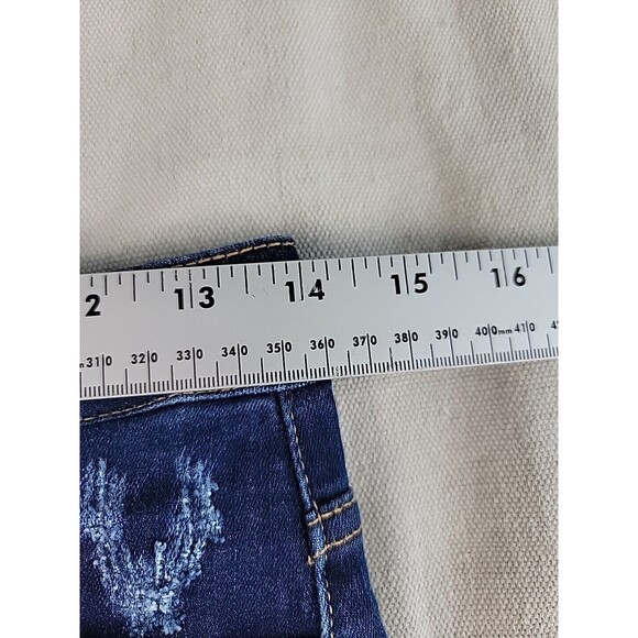 KanCan Jeans Womens 7 27 28x26 Crop Button Fly Stretch Crop Dark Blue Cuffed EUC - Picture 6 of 14